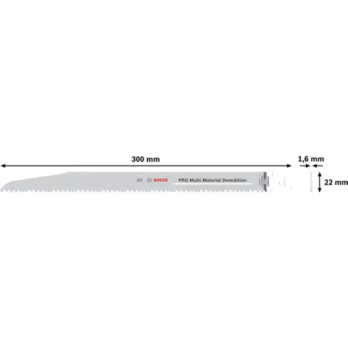 BOSCH Pílový list PRO Multi Material Demolition S 1210 VF 1,6 x 22 x 300 mm, 5 ks