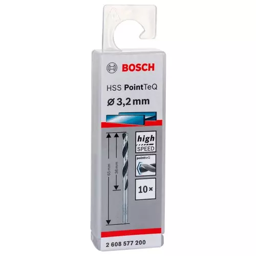 BOSCH Skrutkovitý vrták HSS PointTeQ 3,2 mm