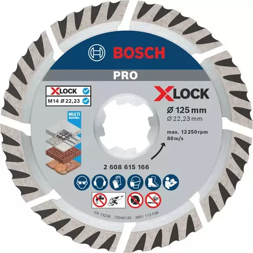 BOSCH Diamantový kotúč PRO Multi Material X-Lock, 125 x 22,23 mm, 22,23 mm (6)