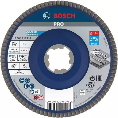 BOSCH Lamelový brúsny kotúč PRO X571, 125 mm, G60, X-LOCK