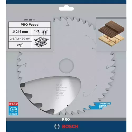 BOSCH Kotúč PRO Wood na drevo pre okružné píly, 216 x 2,6 x 30 mm (4)