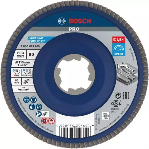 BOSCH Lamelový brúsny kotúč PRO X571, 115 mm, G80, X-LOCK