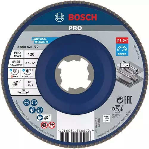 BOSCH Lamelový brúsny kotúč PRO X571, 125 mm, G120, X-LOCK