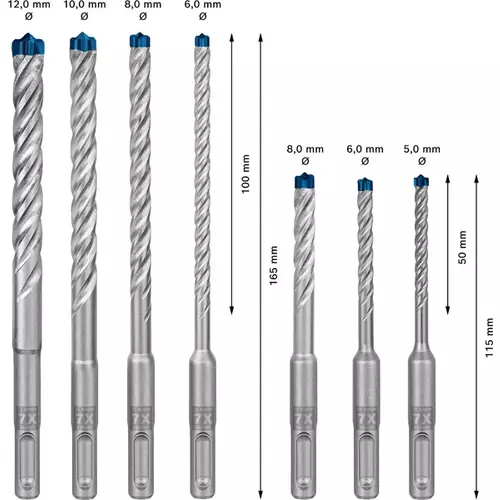 BOSCH Sada príklepových vrtákov EXPERT SDS plus-7X 5/6/6/8/8/10/12 mm, 7 ks