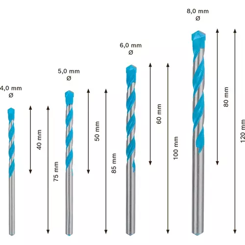 BOSCH Sada vrtákov EXPERT MultiConstruction CYL-9, 4/5/6/8 mm, 4 ks