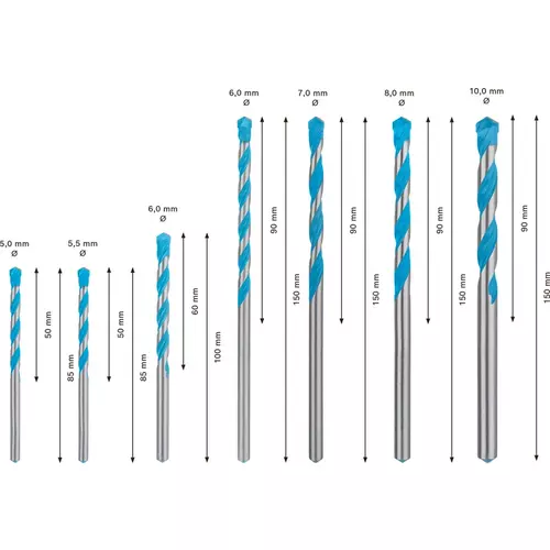 BOSCH Sada vrtákov EXPERT MultiConstruction CYL-9, 5/5,5/6/6/7/8/10 mm, 7 ks