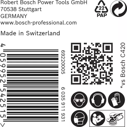 BOSCH Brúsny papier EXPERT C470 s 8 otvormi pre excentrické brúsky, 125 mm, zrnitosť 180, 50 ks (6)