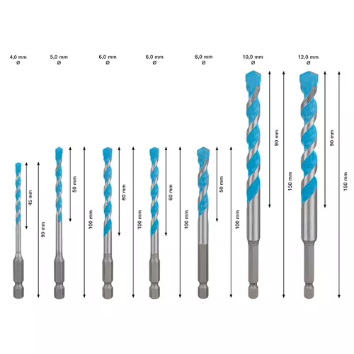 BOSCH Vrták EXPERT HEX-9 Multi Construction, 4/5/6/8/10/12, 7 ks