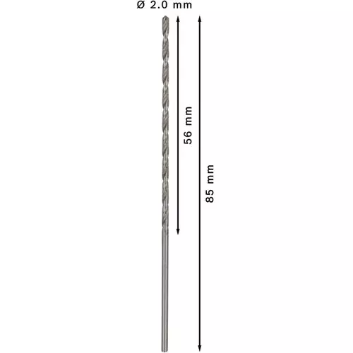 BOSCH Špirálový vrták PRE Metal HSS-G, dlhý, 2 × 56 × 85 mm, 5 ks