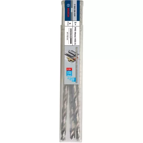 BOSCH Špirálový vrták PRE Metal HSS-G, dlhý, 5 × 87 × 132 mm, 5 ks (3)