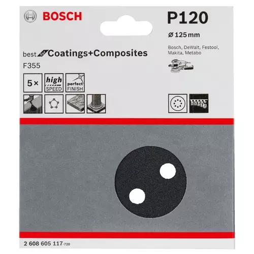 BOSCH Brúsny kotúč PRO F355, 125 mm, G120, 5 ks (20)