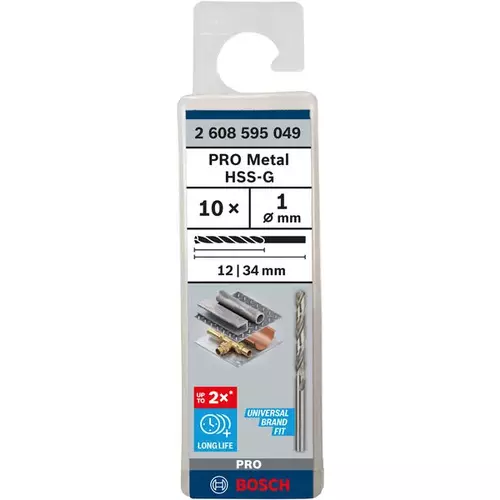 BOSCH Špirálový vrták PRE Metal HSS-G štandardnej dĺžky, 1 × 12 × 34 mm, 10 ks (3)