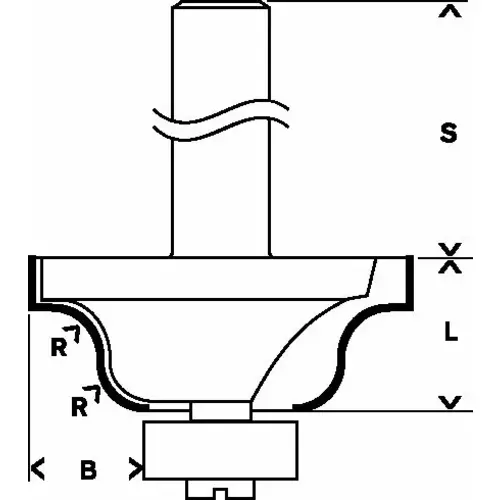 BOSCH Fréza na vytváranie hrán B, 8 mm, r1 = 6,3 mm, b = 12,7 mm, l = 17 mm, g = 61 mm (5)