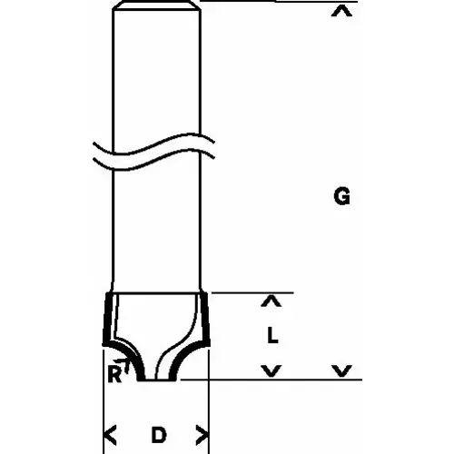 BOSCH Profilová fréza, 8 mm, r1 = 3,2 mm, d1 = 9,5 mm, l = 10,2 mm, g = 41 mm (5)