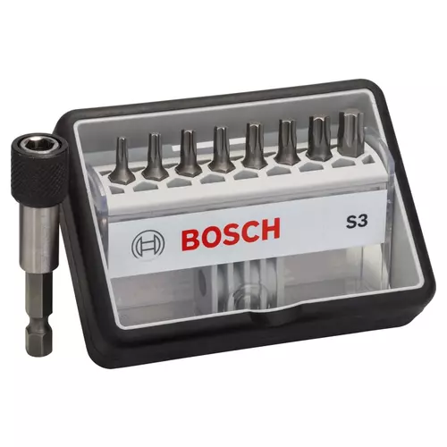 BOSCH 8+1-dielna sada skrutkovacích bitov S T Robust Line, verzia Extra Hard