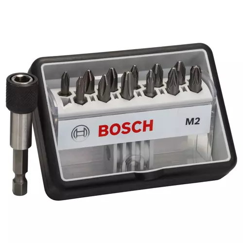 BOSCH 12+1-dielna sada skrutkovacích bitov M PH/PZ Robust Line, verzia Extra Hard