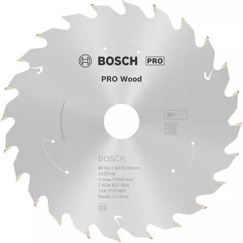 BOSCH Kotúč PRO Wood cordless na drevo pre akumulátorové okružné píly, 136 x 1,5 x 20 mm (6)