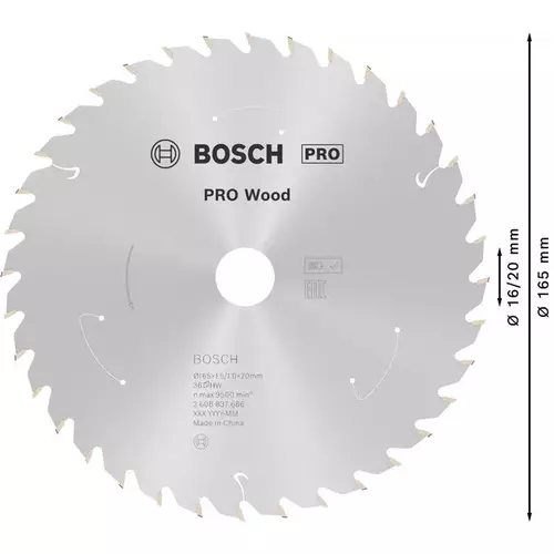 BOSCH Kotúč PRO Wood cordless na drevo pre akumulátorové okružné píly, 165 x 1,5 x 20 mm (5)