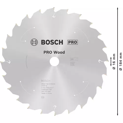 BOSCH Kotúč PRO Wood cordless na drevo pre akumulátorové okružné píly, 184 x 1,6 x 16 mm (5)