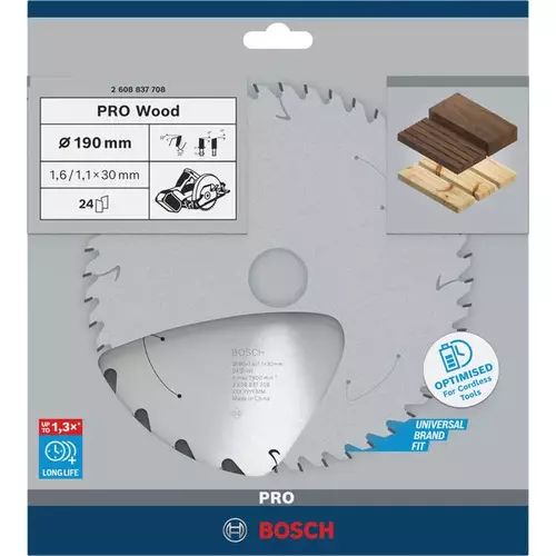 BOSCH Kotúč PRO Wood cordless na drevo pre akumulátorové okružné píly, 190 x 1,6 x 30 mm (4)