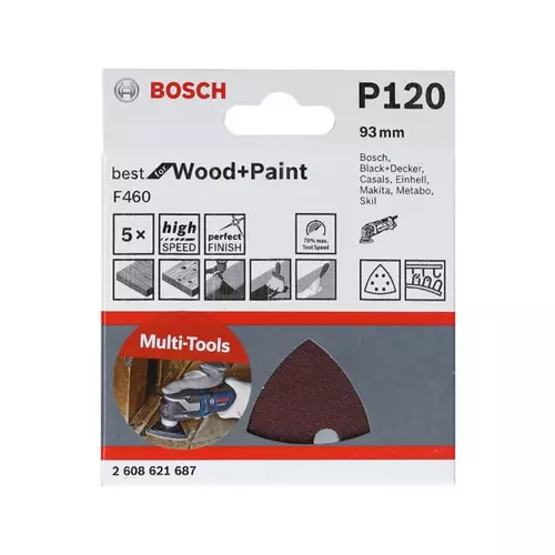 BOSCH Brúsny papier PRO F460, 93 × 93 mm, G120, 5 ks (20)