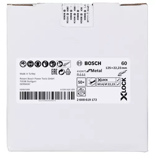 BOSCH Fibrové brúsne kotúče X-LOCK, Ø125 mm, G 60, R444, Expert for Metal, 1 ks (2)