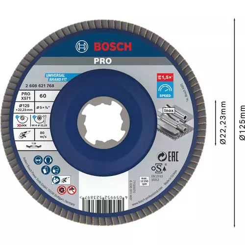 BOSCH Lamelový brúsny kotúč PRO X571, 125 mm, G60, X-LOCK (3)