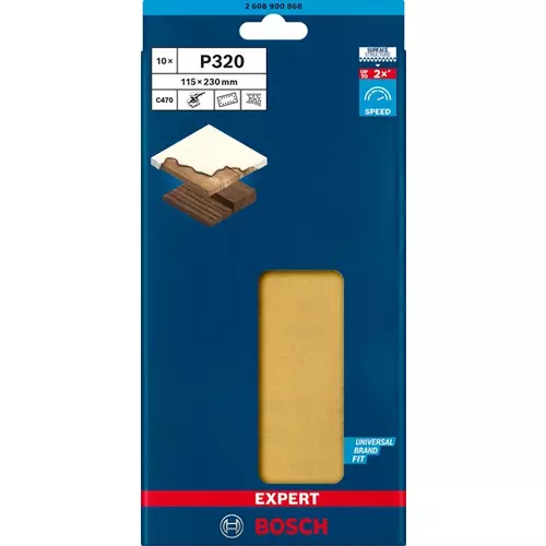 BOSCH Brúsny papier EXPERT C470 so 14 otvormi pre orbitálne brúsky 115 x 230 mm, zrnitosť 320, 10 ks (3)