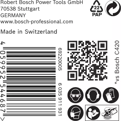 BOSCH Brúsny papier EXPERT C470 s viacerými otvormi pre excentrické brúsky, 125 mm, zrnitosť 180, 50 ks (6)