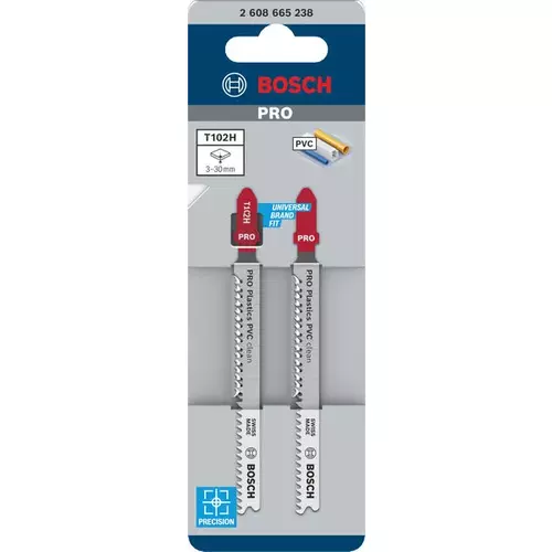 BOSCH List do priamočiarej píly PRO Plastics PVC clean T102H 100 mm, 2 ks