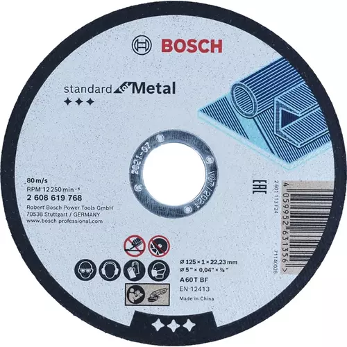 BOSCH Rovný rezací kotúč Standard for Metal, 125 mm, 22,23 mm (4)