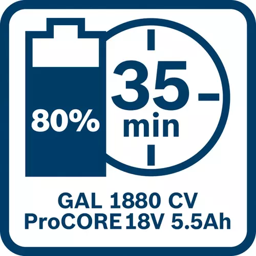 BOSCH 1× ProCORE18V 4.0Ah + 1× ProCORE18V 5.5Ah + GAL 1880 CV (6)