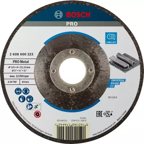 BOSCH Brúsny kotúč PRO Metal, 125 × 6 × 22,23 mm, oSa (4)