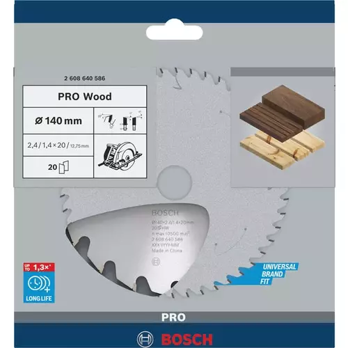 BOSCH Kotúč PRO Wood na drevo pre okružné píly, 140 x 2,4 x 20 mm (4)