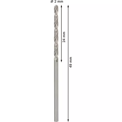 BOSCH Špirálový vrták PRE Metal HSS-G štandardnej dĺžky, 2 × 24 × 49 mm, 10 ks