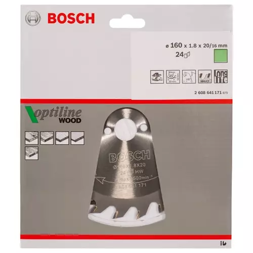 BOSCH Kotúč PRO Wood na drevo pre okružné píly, 160 x 1,8 x 20 mm (20)