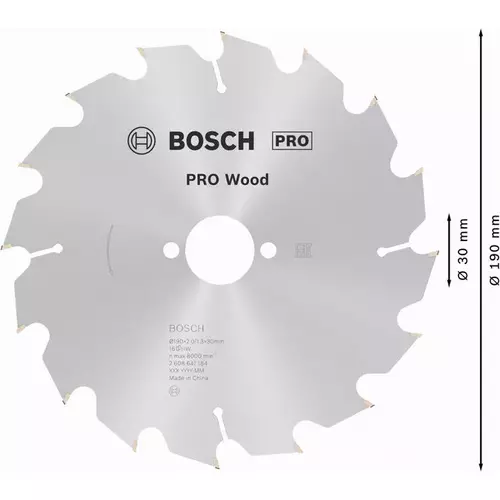 BOSCH Kotúč PRO Wood na drevo pre okružné píly, 190 x 2 x 30 mm (5)