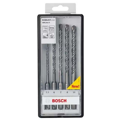 BOSCH 5-dielna sada príklepových vrtákov SDS plus-5 Robust Line, 5,5 – 10 mm (2)