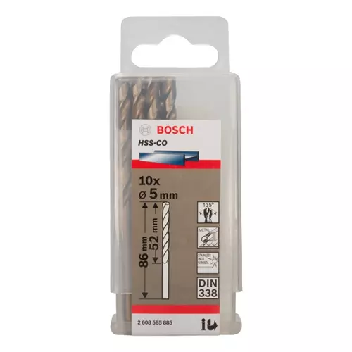 BOSCH Špirálový vrták do kovu PRO Stainless Steel HSS-Co, 5 × 52 × 86 mm, 10 ks (19)