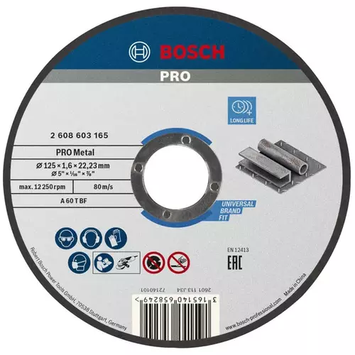 BOSCH Rezací kotúč PRO Metal, 125 × 1,6 × 22,23 mm (4)