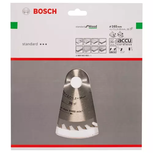 BOSCH Kotúč PRO Wood na drevo pre okružné píly, 165 x 1,7 x 20 mm (20)