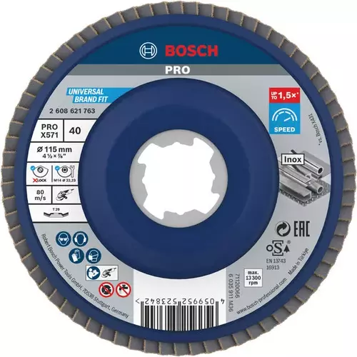 BOSCH Lamelový brúsny kotúč PRO X571, 115 mm, G40, X-LOCK