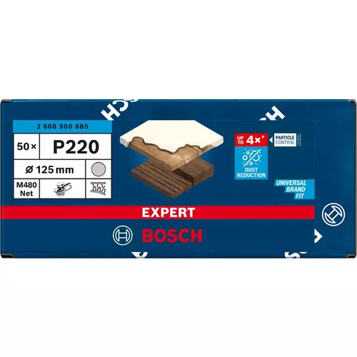 BOSCH Brúsny papier EXPERT M480 pre excentrické brúsky, 125 mm, zrnitosť 220, 50 ks (3)