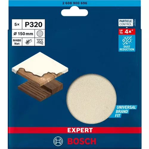 BOSCH Brúsny papier EXPERT M480 pre excentrické brúsky, 150 mm, zrnitosť 320, 5 ks (3)