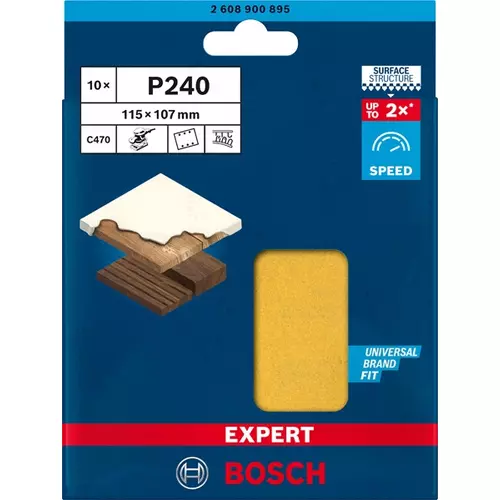 BOSCH Brúsny papier EXPERT C470 so 6 otvormi pre orbitálne brúsky 115 x 107 mm, zrnitosť 240, 10 ks (3)