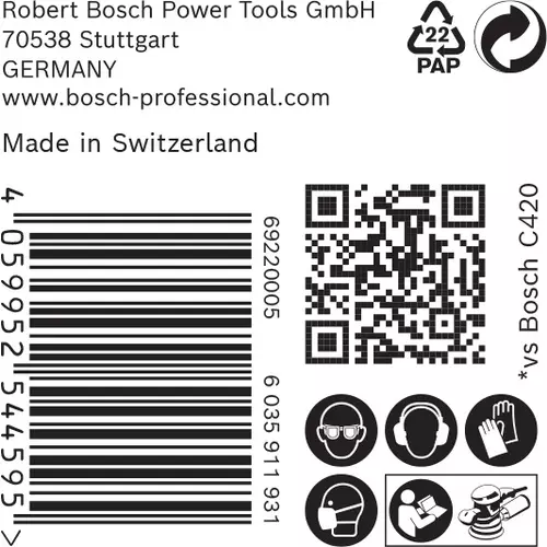 BOSCH Brúsny papier EXPERT C470 s 8 otvormi pre excentrické brúsky, 125 mm, zrnitosť 220, 50 ks (6)