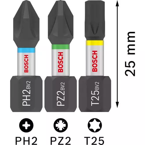 BOSCH Sada skrutkovacích bitov PRO Impact, PH2 (5×), PZ2 (5×), T20 (5×), T25 (5×), T30 (5×), 25 mm, 25 ks (4)