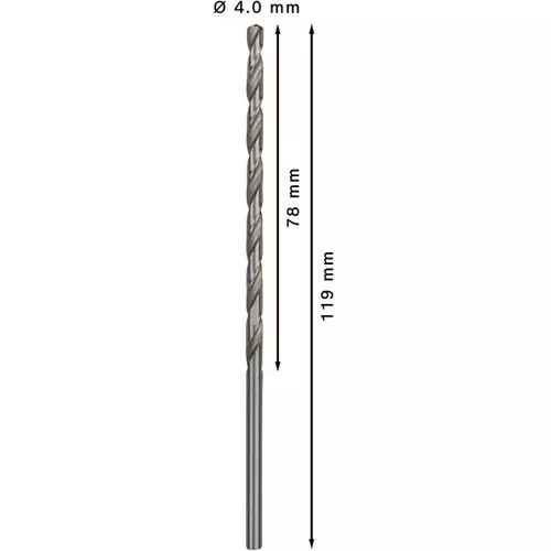 BOSCH Špirálový vrták PRE Metal HSS-G, dlhý, 4 × 78 × 119 mm, 5 ks