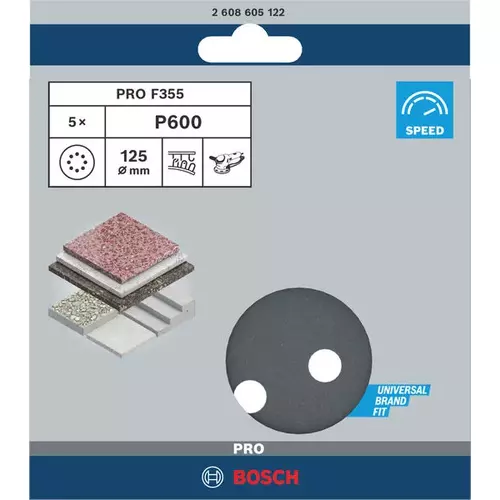 BOSCH Brúsny kotúč PRO F355, 125 mm, G600, 5 ks (3)