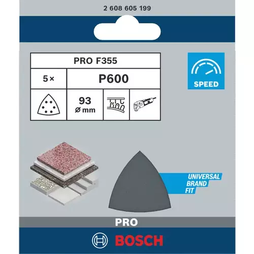 BOSCH Brúsny papier PRO F355, 93 mm, G600, 5 ks (3)